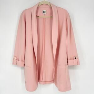 Anne Klein Blush Pink Oversized Open Front Blazer Size L